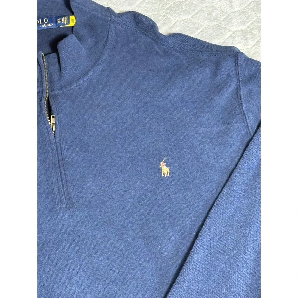 Polo Ralph Lauren Mens 3XB Blue Quarter Zip Pullover Cotton Sweater Big & Tall